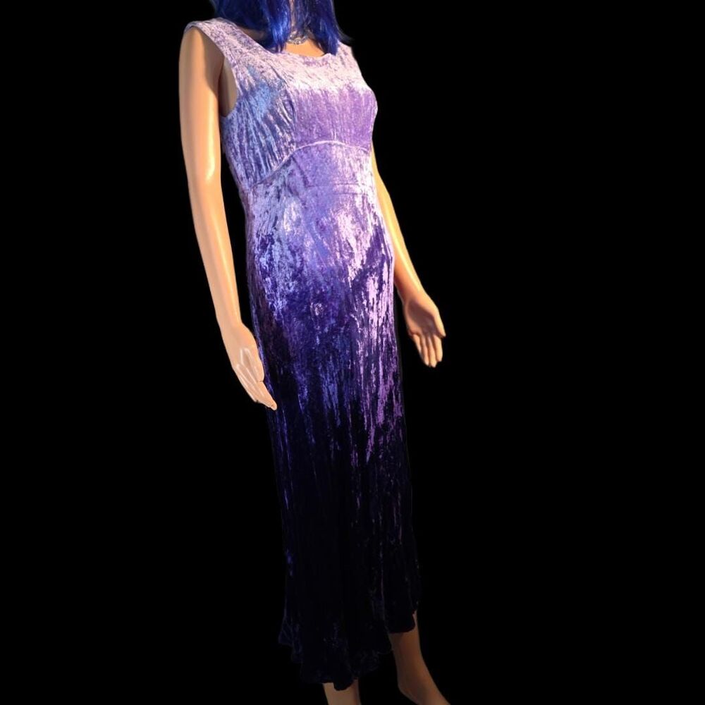 Vintage Nostalgia Purple Ombre Crushed Velvet Dress Small  90s